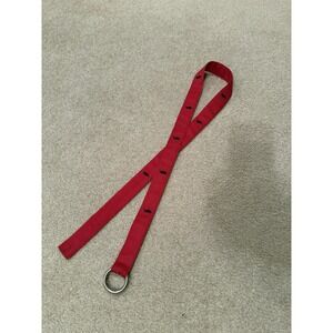 Vintage Polo Ralph Lauren Red Canvas O Ring Belt Navy Pony Logo